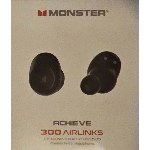 Monster Achieve 300 Airlinks Wireless Bluetooth Earbuds Black Sealed - Picture 1 of 5